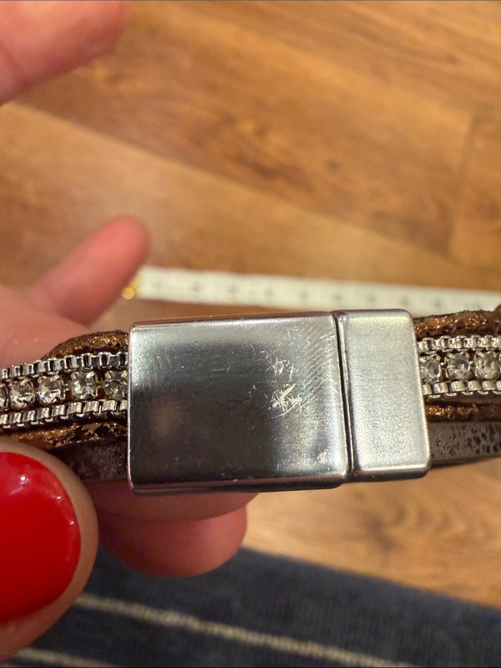 Blessed Cross Leather Bracelet - Brown & Gold - Picture 4 of 5